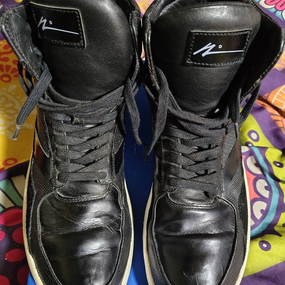 Article Black Leather,& Suede High-Top Men's Sneakers